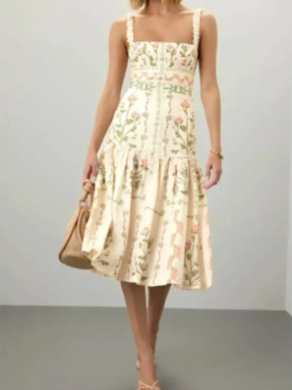 Agua by Agua Bendita Nispero Floral Linen Dress - Repaired!